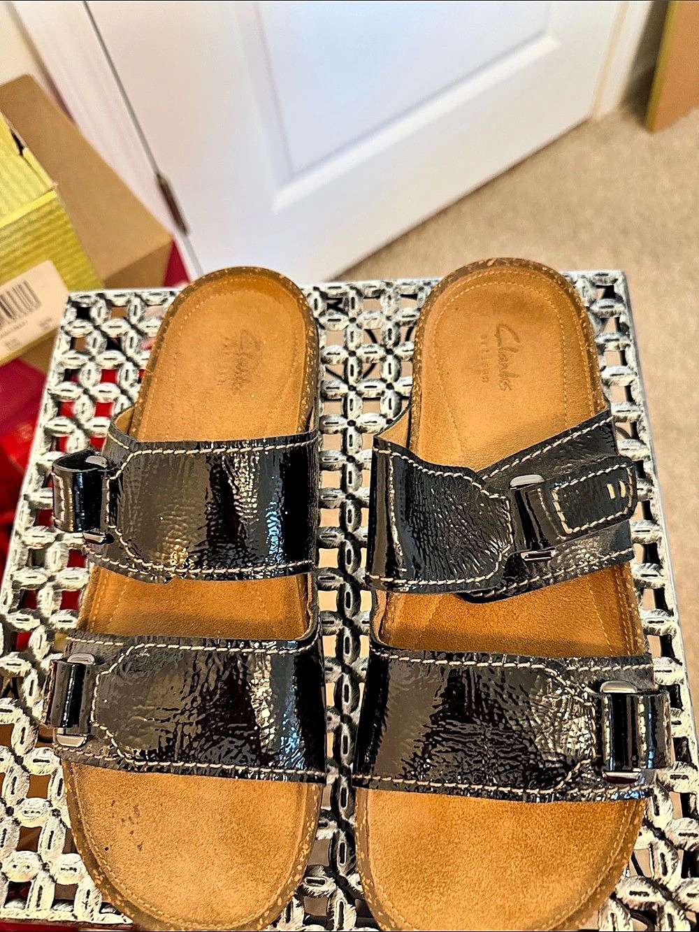 Clarks Black Buckle Sandals Rosilla Tiltin US8